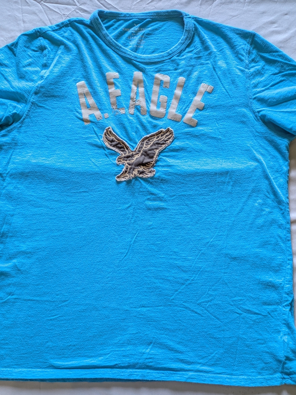 American Eagle Men's XL Graphic T-Shirt Teal Blue Eagle Logo Short Sleeve 2014